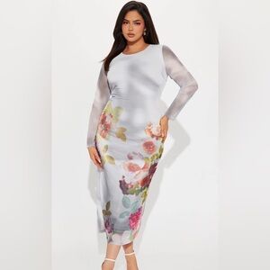 NWT Fashion Nova plus size lined mesh maxi dress.